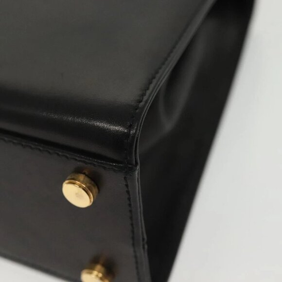 Salvatore Ferragamo Gancini Hand Bag Leather Black Gold Auth 140675 - Picture 12 of 14